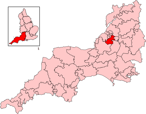Map of North East Somerset and Hanham constituency