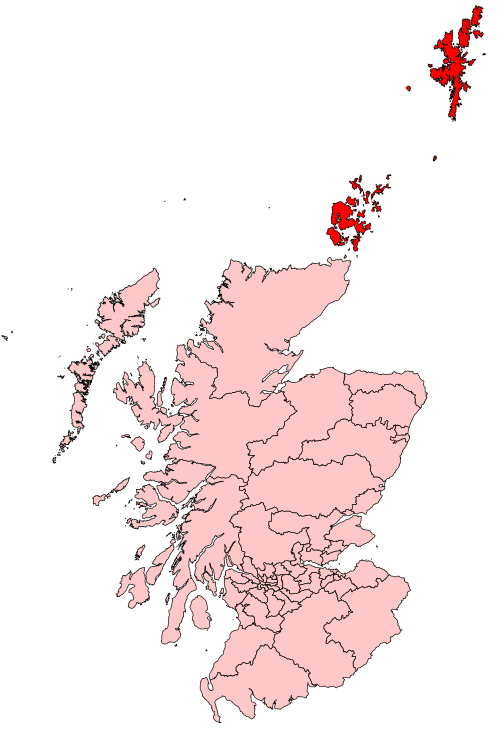 Map of Orkney and Shetland constituency